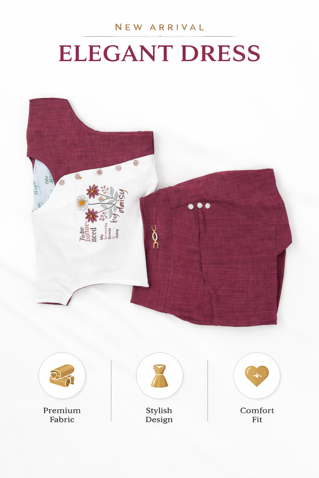 Girls’ Olive Green & White Daisy Two-Piece Dress Set | Stylish Summer Outfit for Kids